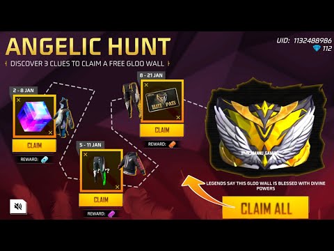 ফ্রিতে গ্লু ওয়াল স্কিন পাবে সবাই🤩 free fire new event bd server | angelic hunt event free fire