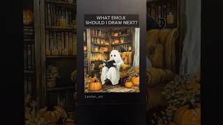 EMOJI CHOOSE WHAT I DRAW: 👻+📚 WHAT EMOJI SHOULD I DRAW NEXT? #ghost #cat #halloween #art #painting