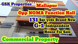 G+2 West facing Commercial independent house for sale #mallapur #ecil #nomafunctionhall