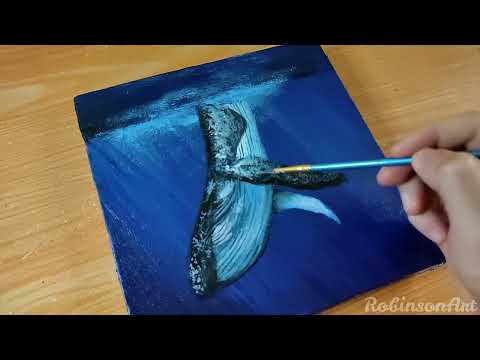 How to Paint a Blue Whale / Painting Tutorial Step by Step for beginners