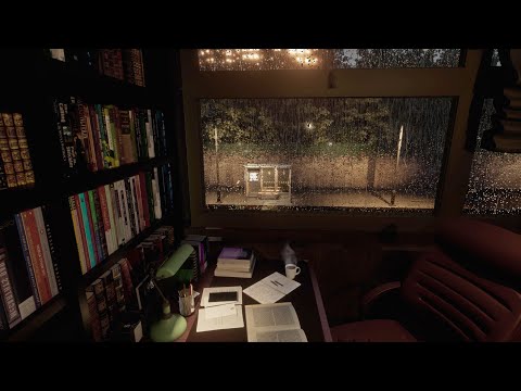 Cozy Study Room Ambience - Rain On Window 8 Hours | Rain Sounds | Sleep & Study