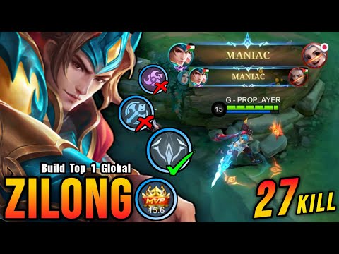 27 Kills + 2x MANIAC!! Zilong NEW META Emblem!! - Build Top 1 Global Zilong ~ MLBB