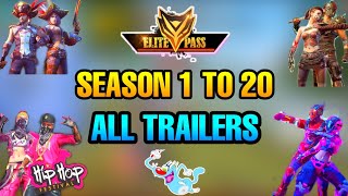 FREE FIRE ALL SEASON 1 TO 20 ELITE PASS - TRAILERS