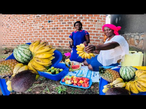 African village lifestyle// cutting and eating organic village fruits 🍉 in Uganda 🇺🇬