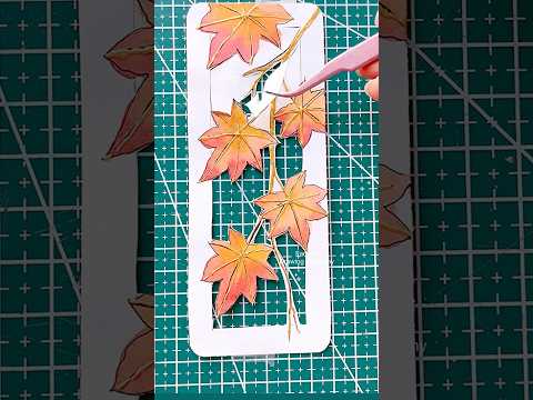 Watercolour painting || Maple leaves bookmark  ￼#painting #art #shorts