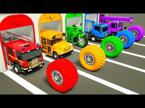 Wheels on the Bus song - Giant wheels and long slides with cars - Baby Nursery Rhymes & Kids Songs