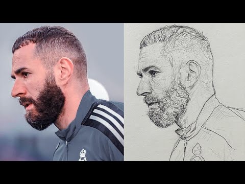 How to draw Karim Benzema Step by step using Loomis Method