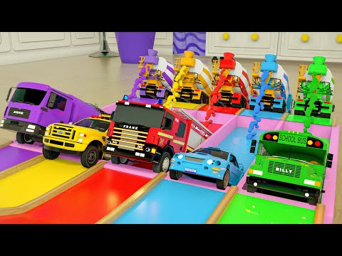 Wheels on The Bus Song - Multi-colored concrete mixers, Studying colors Nursery Rhymes & Kids Songs