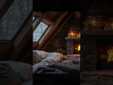 Winter Fireplace Ambience ❄️🔥 #snow #fireplace #relax #fire #snowstorm  #vibe #relaxing