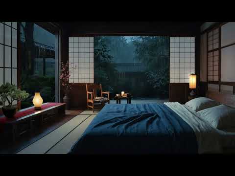 Rainy Day in a Traditional Japanese Bedroom | 8hr Relaxing Rain Sounds & Cozy Ambience