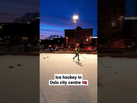 Some skilful ice hockey players in Oslo City centre NO #shorts