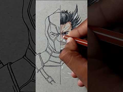 deadpool and Wolverine drawing (part-1) #sketch #art #marvel #ytshots #shortsfeed #shorts #deadpool