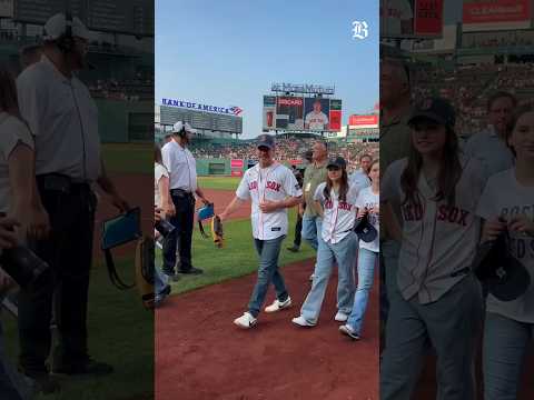 Matt Damon and Casey Affleck throw first pitch at Fenway Park for Red Sox v. Yankees Saturday