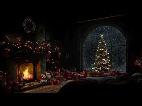 Cozy Christmas Atmosphere | Snowstorm & Crackling Fire Sounds for Deep Rest