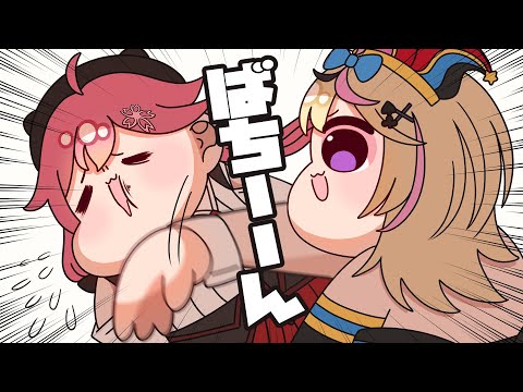 【手描き】みこち「Chu！有名人でごめん💕︎」ポルカ「ビンタしたくなってきた💥」【さくらみこ/尾丸ポルカ/ホロライブ】