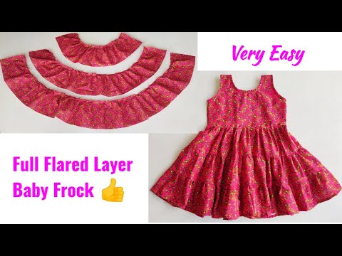 Full Flared Layer Baby Frock Cutting and stitching