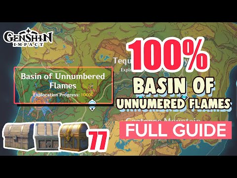 How to: Basin of Unnumbered Flames 100% FULL Exploration ⭐ Natlan ALL CHESTS【 Genshin Impact 】