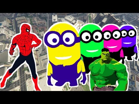 GTA 5 Epic Ragdolls RED SPIDERMAN VS GREEN MINION (Euphoria Physics & Funny Fails)