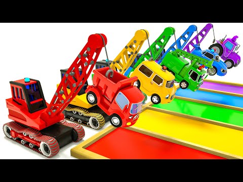 Baby Shark + Bingo Song - The crane lifts the trucks - Baby Nursery Rhymes & Kids Songs