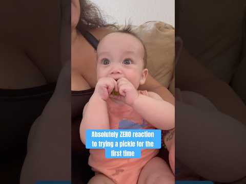 First Time Eating a Pickle! #babies #firstfoods #pickles #reaction