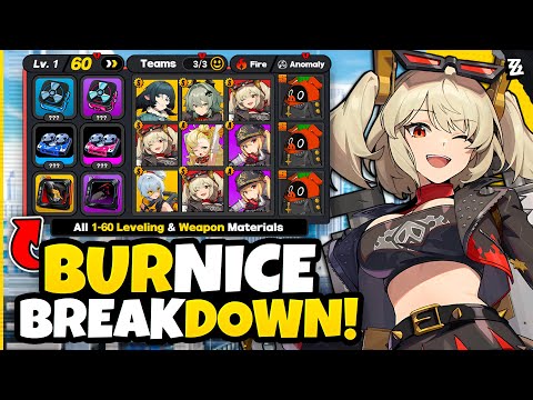 COMPLETE Burnice & Her Limited Weapon Preparation Guide! 1-60 Leveling Materials & TOP 3 Teams!!