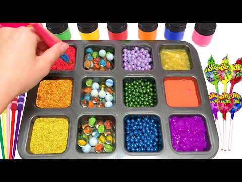 Oddly Satisfying Video l How To Make Lots of Rainbow Glossy Fruit FROM Lollipop Glitter Cutting ASMR