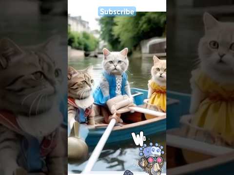 Paws and Paddles: Three feline friends setting sail on an adventure! 🐾🛶" #cats #cuteanimals