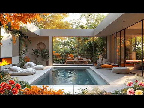 Gentle Autumn in Forest Living Room with Soothing Jazz Music 🌤️ Calm Piano Music for Focus & Rest