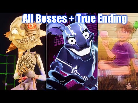 FNAF Security Breach Ruin DLC - All Boss Fights & True Ending