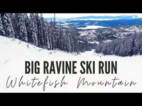 Skiing Whitefish Mountain Ski Resort Montana - Big Ravine Ski Run POV Big Mountain Whitefish Montana