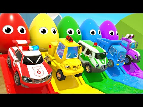 Wheels On the Bus + Baby Shark song - high slides and pool jumps - Baby Nursery Rhymes & Kids Songs