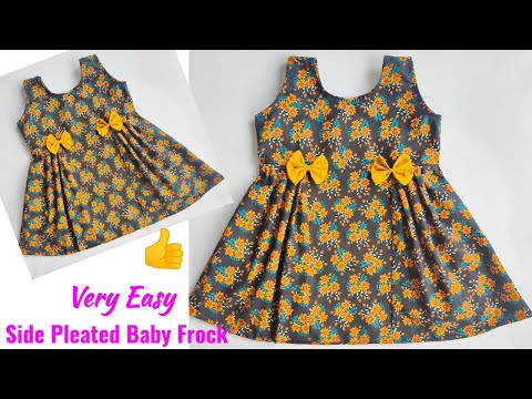 Side Pleated Baby Frock Cutting and stitching Very Easy 1-2 year