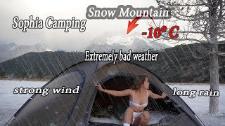 Camping  Under Snowy Mountains With Long Rain Storms And Extremely Bad Weather - Sophia Adventures