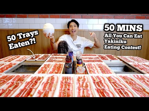 50 MINUTES ALL YOU CAN EAT YAKINIKU EATING CONTEST! | 50 TRAYS OF MEAT EATEN! | Contest Prep!