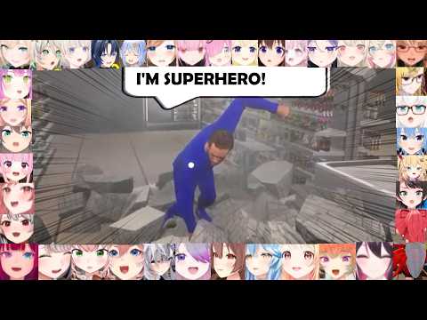 Hololive Girls Reaction To Superhero Landing Jumpscare (I Am Part-Time Worker)