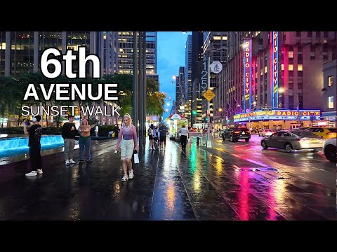 NEW YORK CITY Walking Tour [4K] - 6th AVENUE - Sunset Walk