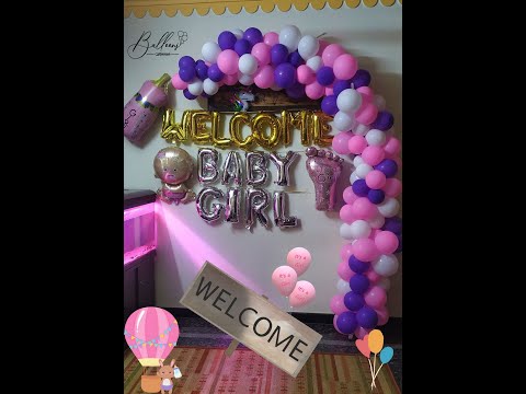 Welcome baby | Baby girl | DIY | BALLOON GARLAND | Welcome |Simple home decoration | HOW TO DO |