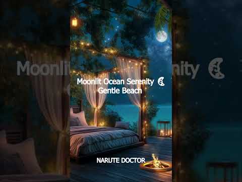 Moonlit Ocean Serenity 🌜 Gentle Beach Waves and Crackling Fire ASMR for Relaxing Bedtime