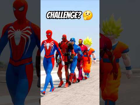 SUPER-HEROS VS THANOS STRENGTH CHALLENGE WHO IS BETTER? 🤔| #shorts #gta5