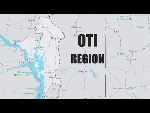 Topographical Map of Oti Region of Ghana