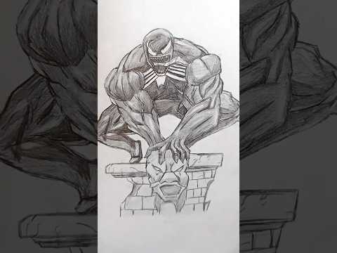 Venom 💀 Speed Drawing StickMan😈 #shorts #comics #drawing #Venom #sony #Marvel