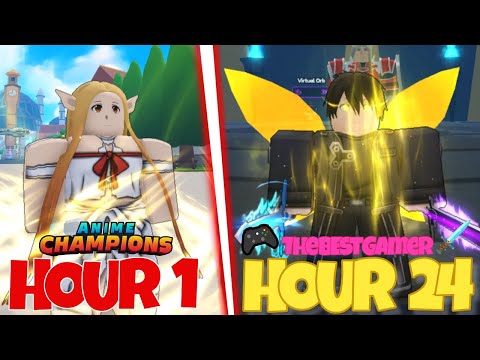 Spending 24 Hours In New *SWORD ART ONLINE* Dungeon Update! Anime Champions Simulator