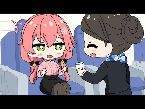 【手描き】飛行機で飲み物を全ロスしてしまうみこち【大空スバル/さくらみこ/ホロライブ/切り抜き漫画】