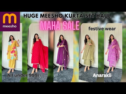 Huge Meesho kurta set haul under 999/- || festive wear , office wear , college || Sunday maha sale