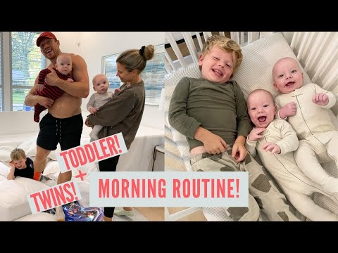 OUR MORNING ROUTINE WITH TWIN BABIES (TWINS AND TODDLER MORNING ROUTINE)!