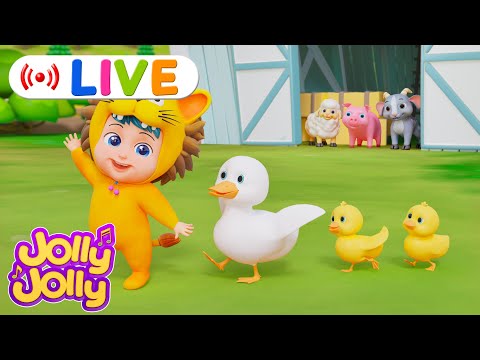 LIVE🔴The animals on the farm, Five little ducks + More | Jolly Jolly & Animals - Best Kids Songs!