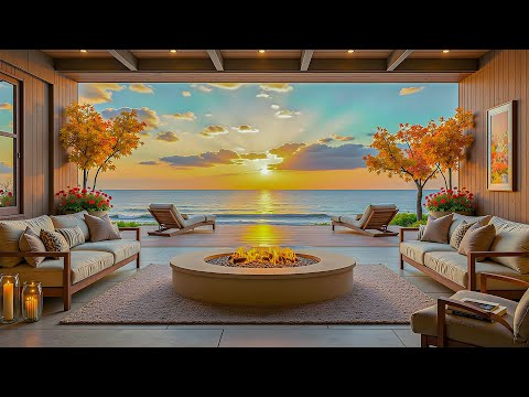 Boost Your Spirits with Cozy Autumn Seaside Porch Ambience and Uplifting Bossa Nova Jazz Music