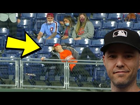 Zack Hample FALLS on National Televsion While Trying to Catch Home Run