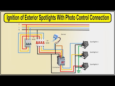 How To Make Ignition of Exterior Spotlights With Photo Control Connection | Light Wiring