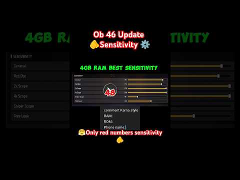 Best sensitivity setting for free fire 4GB Ram mobile📱ob 46 update Sensitivity 2024#freefire#shorts